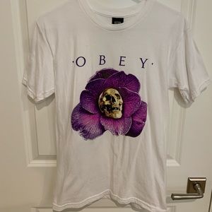 Obey shirt with flower and skull